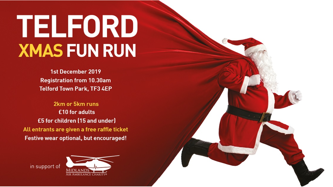 Midlands Air Ambulance Telford Santa Charity Fun Run December 2019