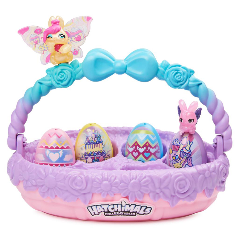 Hatchimals CollEGGtibles, Family Spring Toy Basket with 6 Bunny Characters